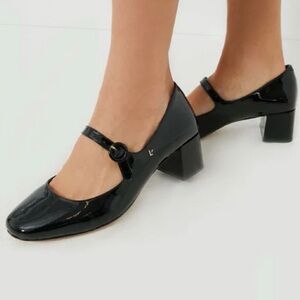 Larroude Glossy Black Block Heels